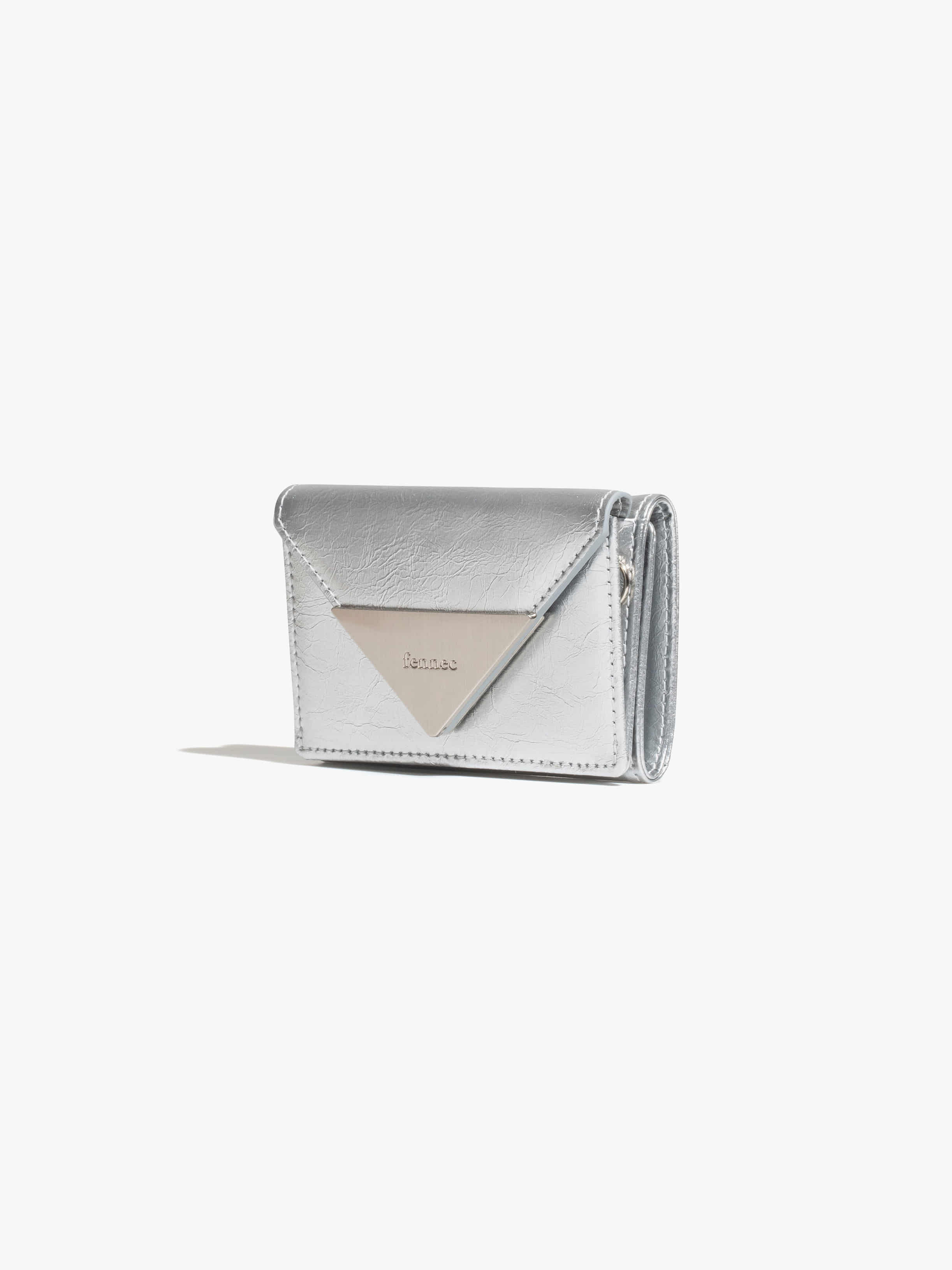 fennec - CRINKLE TRIANGLE TRIPLE WALLET - SILVER
