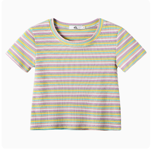 Striped T-shirt top (small green stripe) (size S-XL) (contact customer service to confirm the shipping ruler after placing an order)