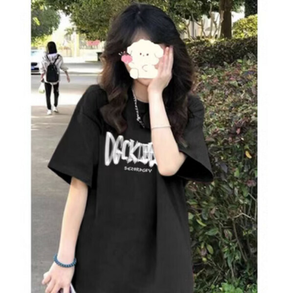Summer loose and thin short sleeve T (black) [Size: S-2XL] [Contact customer service to confirm the shipping size after placing an order]