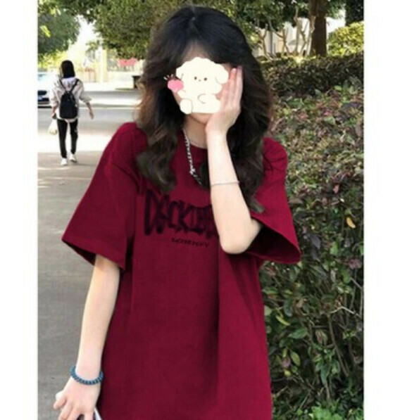 Summer loose and thin short sleeve T (burgundy) [Size: S-2XL] [Contact customer service to confirm the shipping size after placing an order]