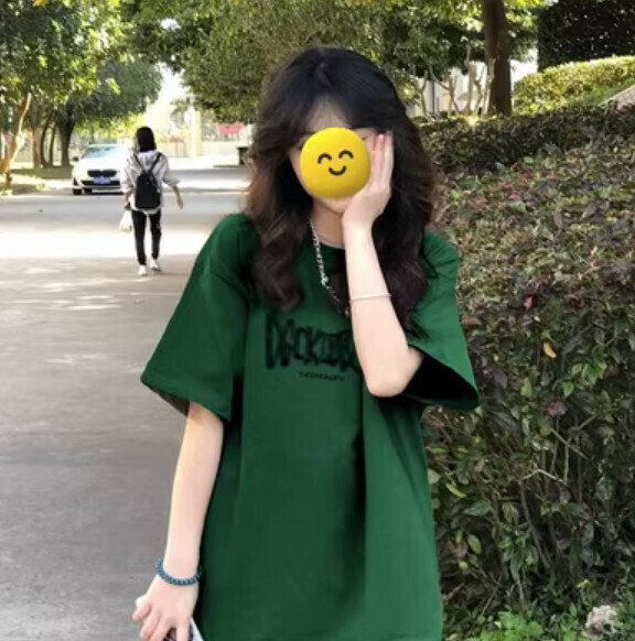 Summer loose and thin short-sleeved T (dark green) [Size: S-2XL] [Contact customer service to confirm the shipping size after placing an order]