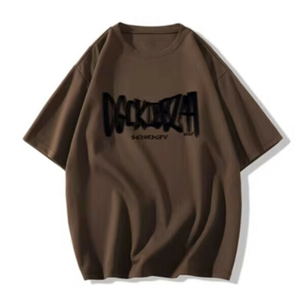 Summer loose and thin short sleeve T (brown) [Size: S-2XL] [Contact customer service to confirm the shipping size after placing an order]