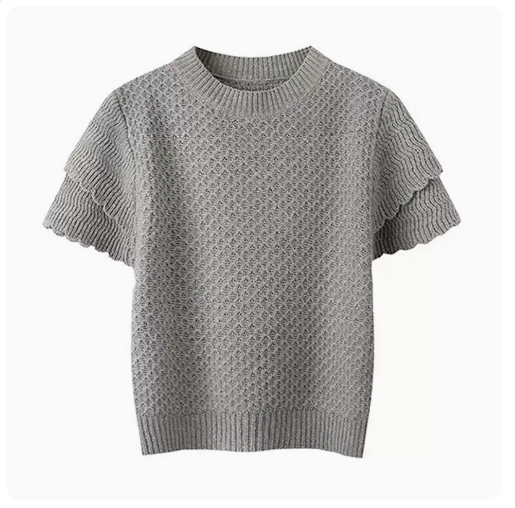 Short-sleeved knit (grey) (one size)