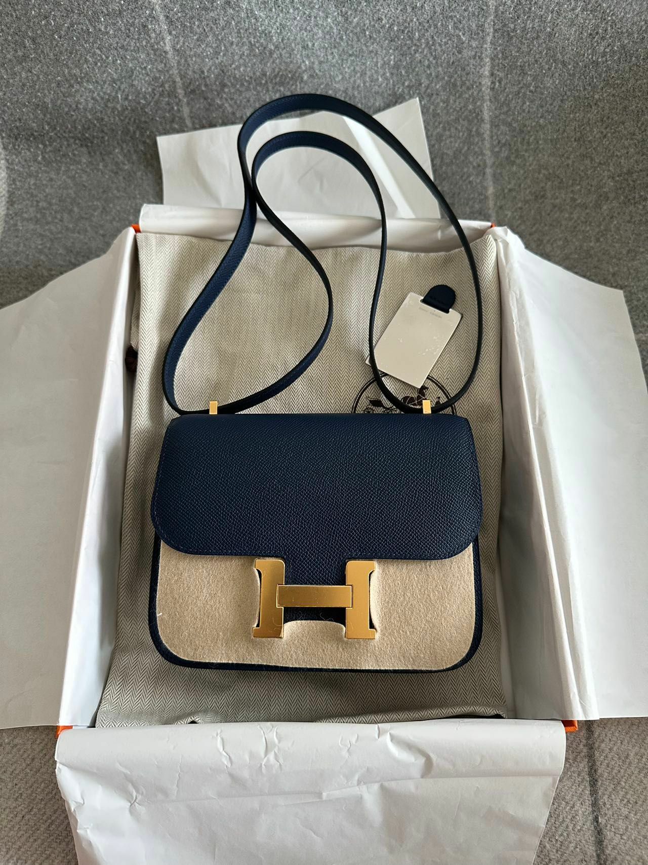 Constance mini mirror 7U bleu navy cc epsom W