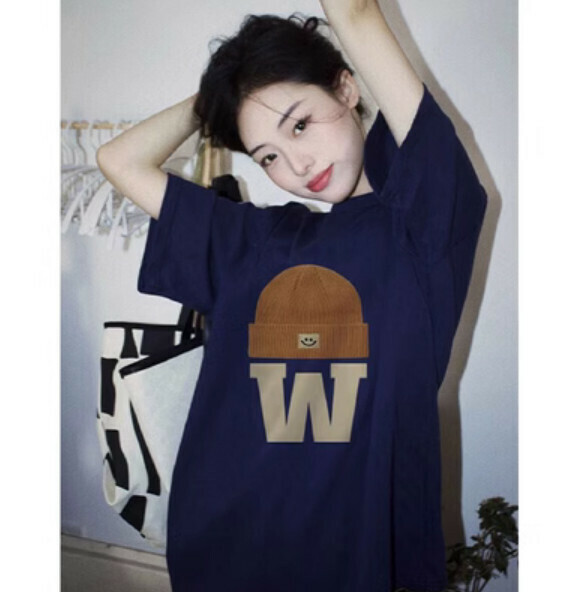 Summer loose short-sleeved T-卹 (navy blue) [Size: S-2XL] [Contact customer service to confirm the shipping size after placing an order]