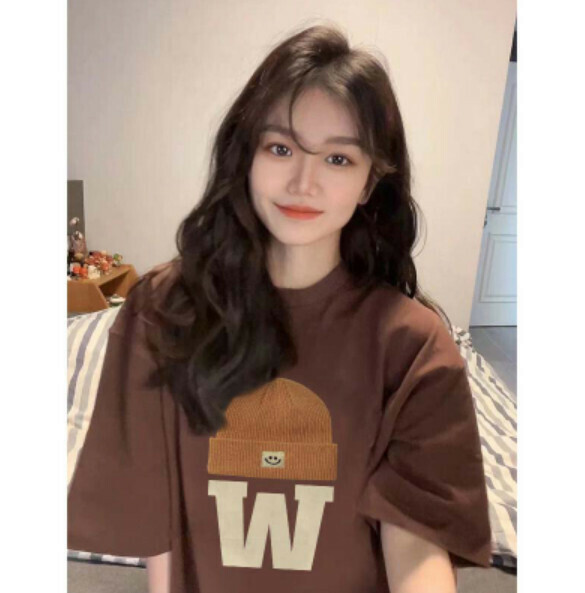 Summer loose short-sleeved T-卹 (brown) [Size: S-2XL] [Contact customer service to confirm the shipping size after placing an order]