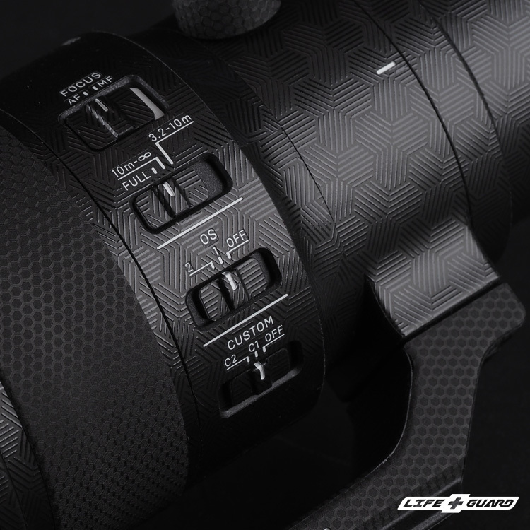 LIFE+GUARD SIGMA 500mm F5.6 貼膜質感特寫，LIFE+GUARD 設計風格