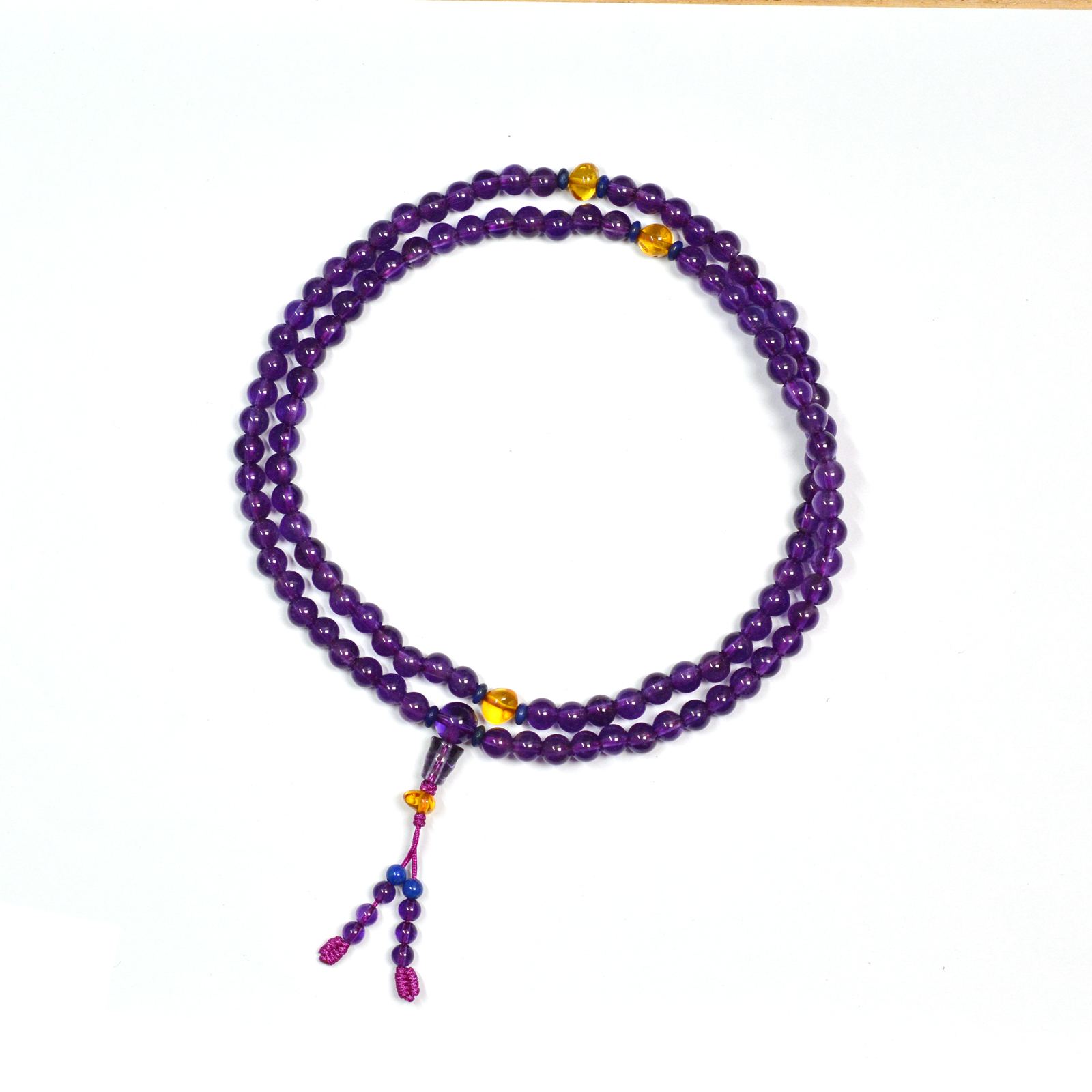 6mm 紫水晶手串 (108顆) (配：不定型琥珀珠)