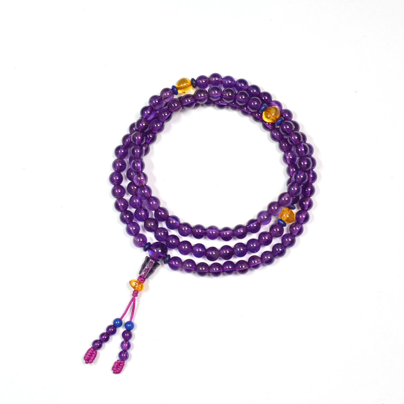 6mm 紫水晶手串 (108顆) (配：不定型琥珀珠)