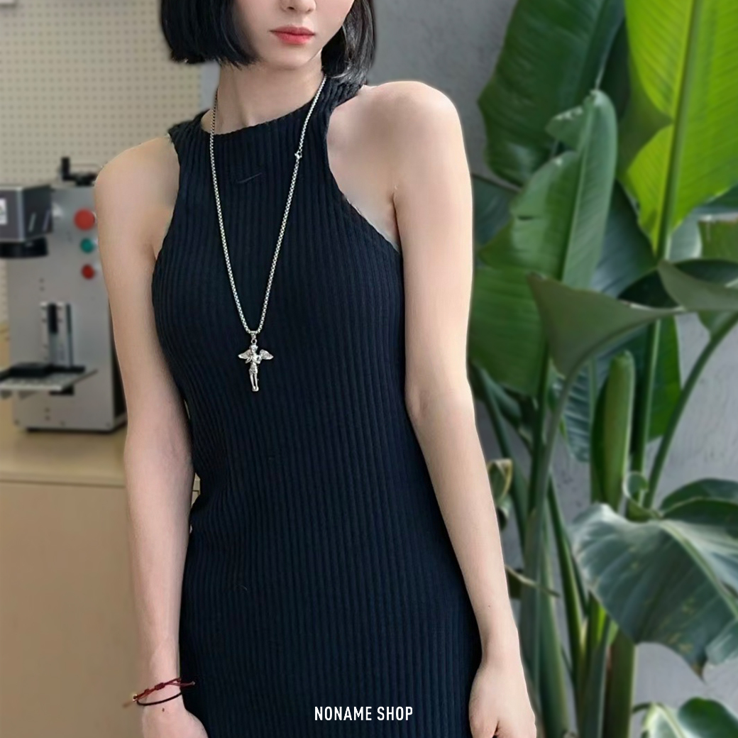 NIKE NSW CHILL KNIT 削肩 開岔 羅紋 合身 連身裙 長裙 (女款)