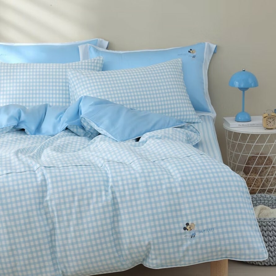 迪士尼床包兩用被組 | 萊賽爾天絲 精梳棉 | 野餐奇遇記 格子款 藍