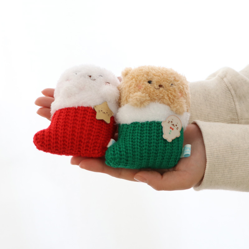 Sirotan 絨毛鑰匙圈 聖誕襪小白／Rakkoinu／Shell／Ramune 9.5cm