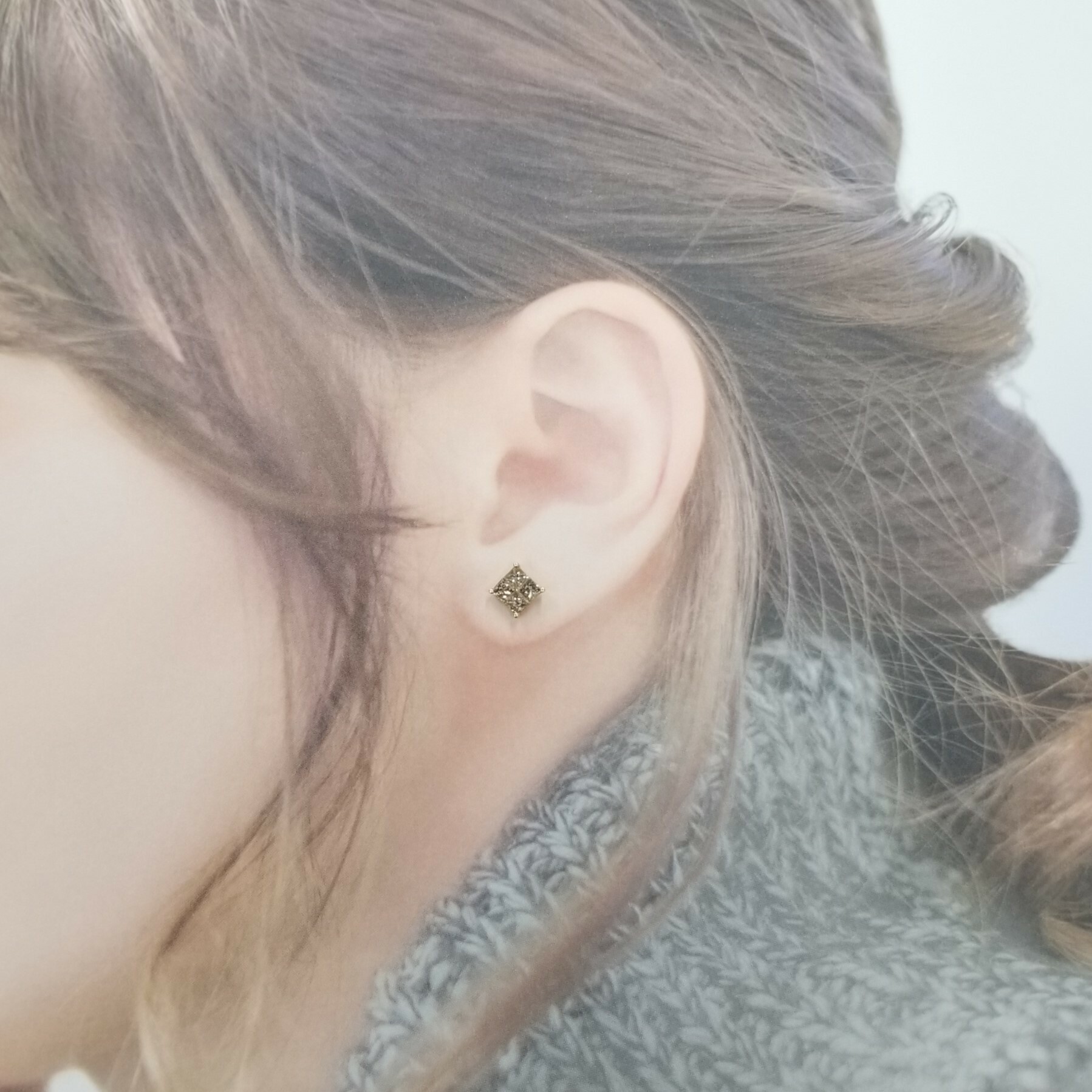 全新18K玫瑰金1卡12份鑽石耳環