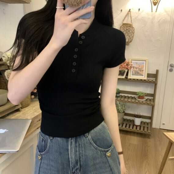 Summer Tight Slim Short Sleeve T (Black) [Size: S-L] [Contact Customer Service to Confirm Shipping Size After Placing an Order]