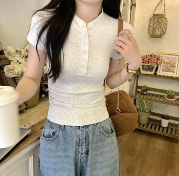 Summer Tight Slim Short Sleeve T (Gray) [Size: S-L] [Contact customer service to confirm the shipping size after placing an order]