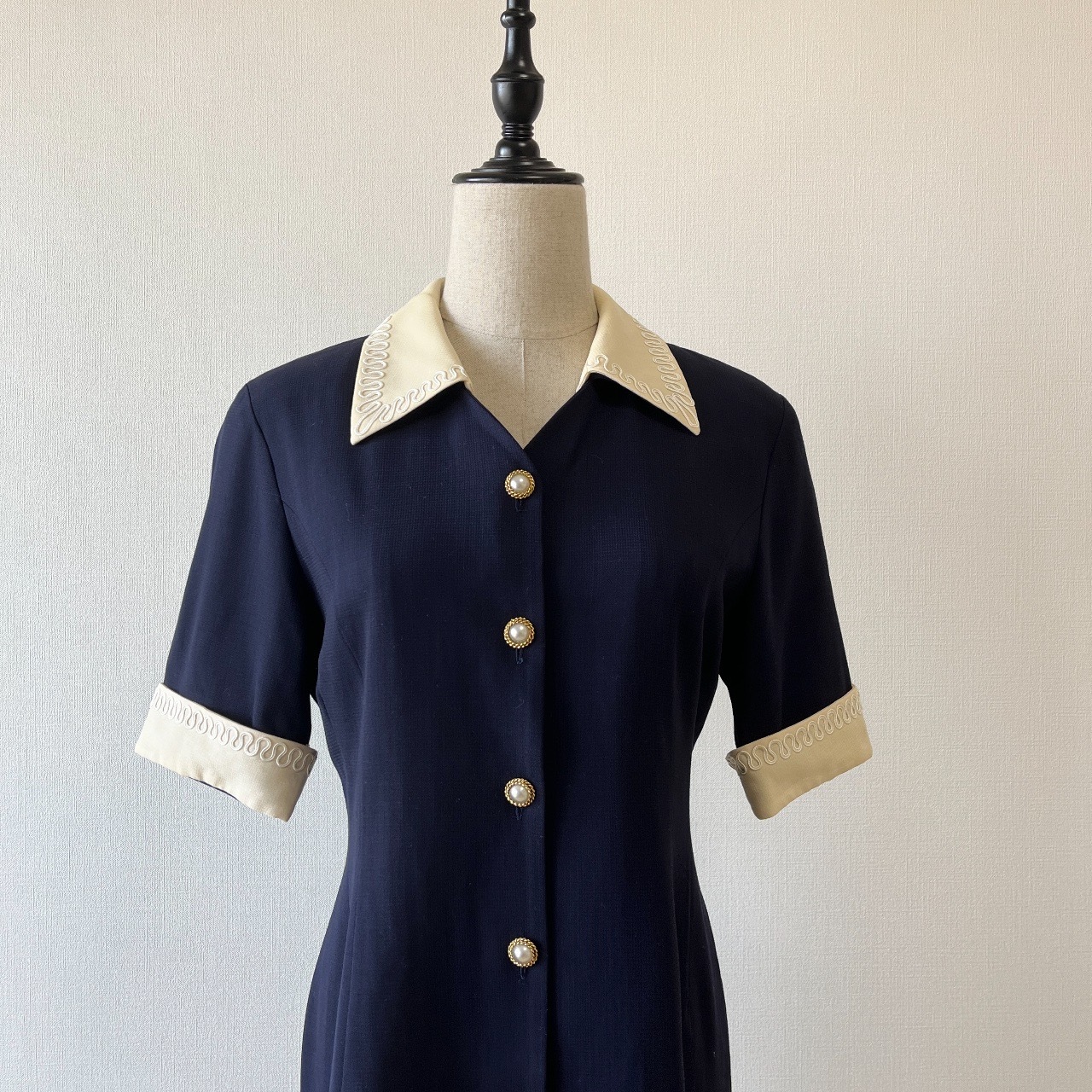 90年代Burberrys深藍色修腰連身裙