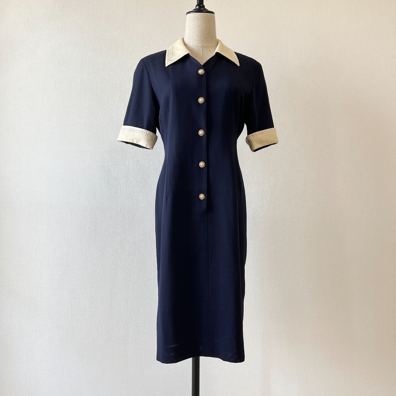 90年代Burberrys深藍色修腰連身裙