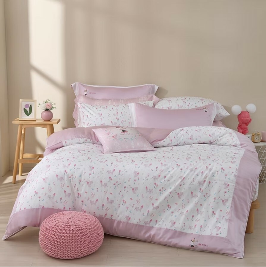 迪士尼床包兩用被組 | 萊賽爾天絲 精梳棉 | 野餐奇遇記 好友款 粉