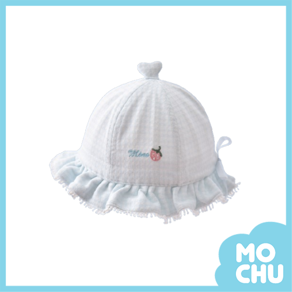 草莓波浪邊布帽