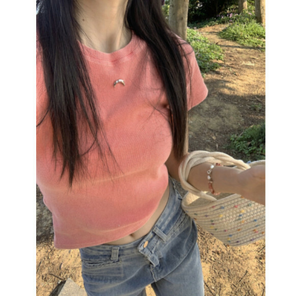 Summer Tight Slim Short Sleeve T (Pink) [Size: S-L] [Contact customer service to confirm the shipping size after placing an order]