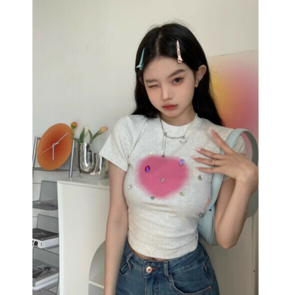 Summer slim slim short sleeve T (gray) [Size: S-M] [Contact customer service to confirm the shipping size after placing an order]