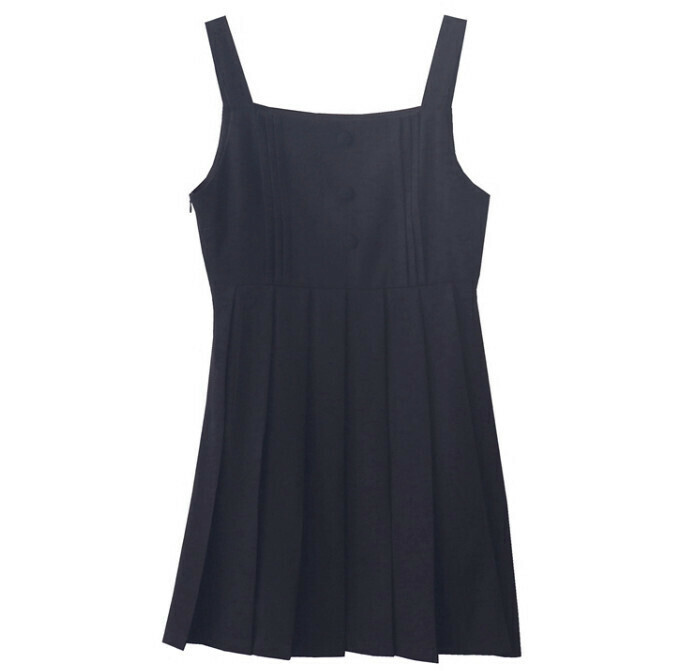 Hot selling suspender pleated dress [black] [size L]