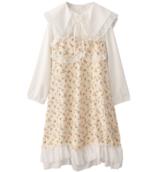Hot Selling Corduroy Suspender Skirt + White Shirt [Apricot] [Size-L] (please contact customer service to confirm the delivery size after placing the order)