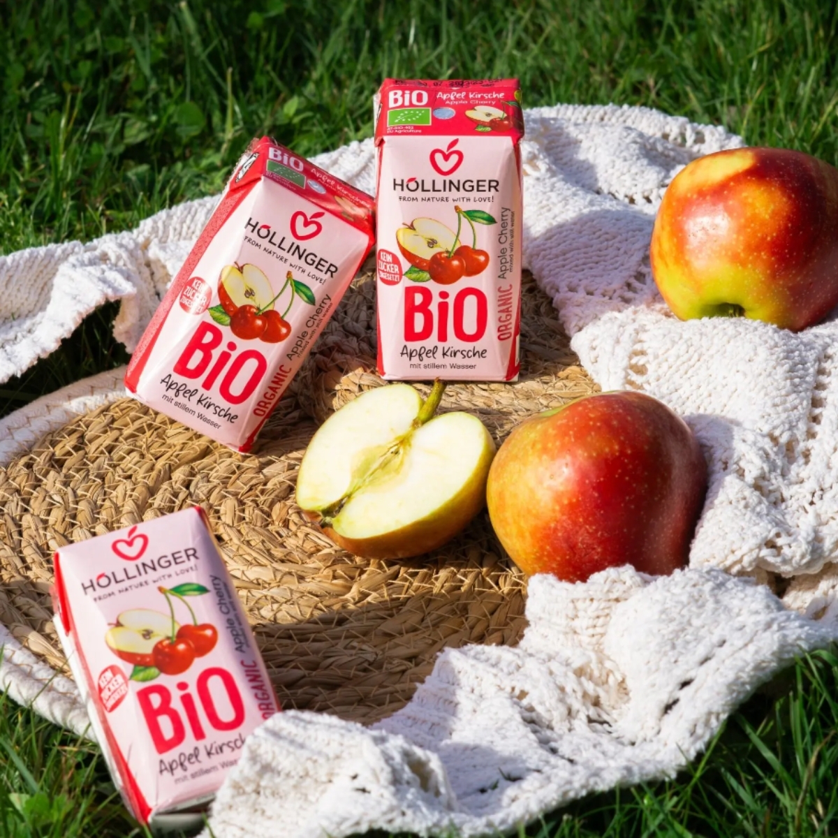 Hollinger - 奧地利有機無添加糖少甜兒童蘋果櫻桃汁, 200毫升, 環保紙吸管,全素