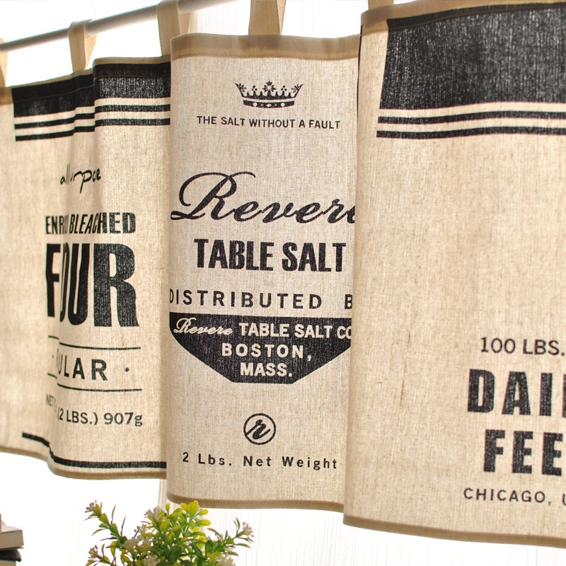 《4102》黑白色系简約英文字母半窗門簾