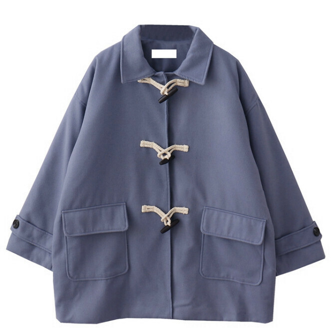 Hot selling mid-length woolen jacket [fog blue] [one size fits all]