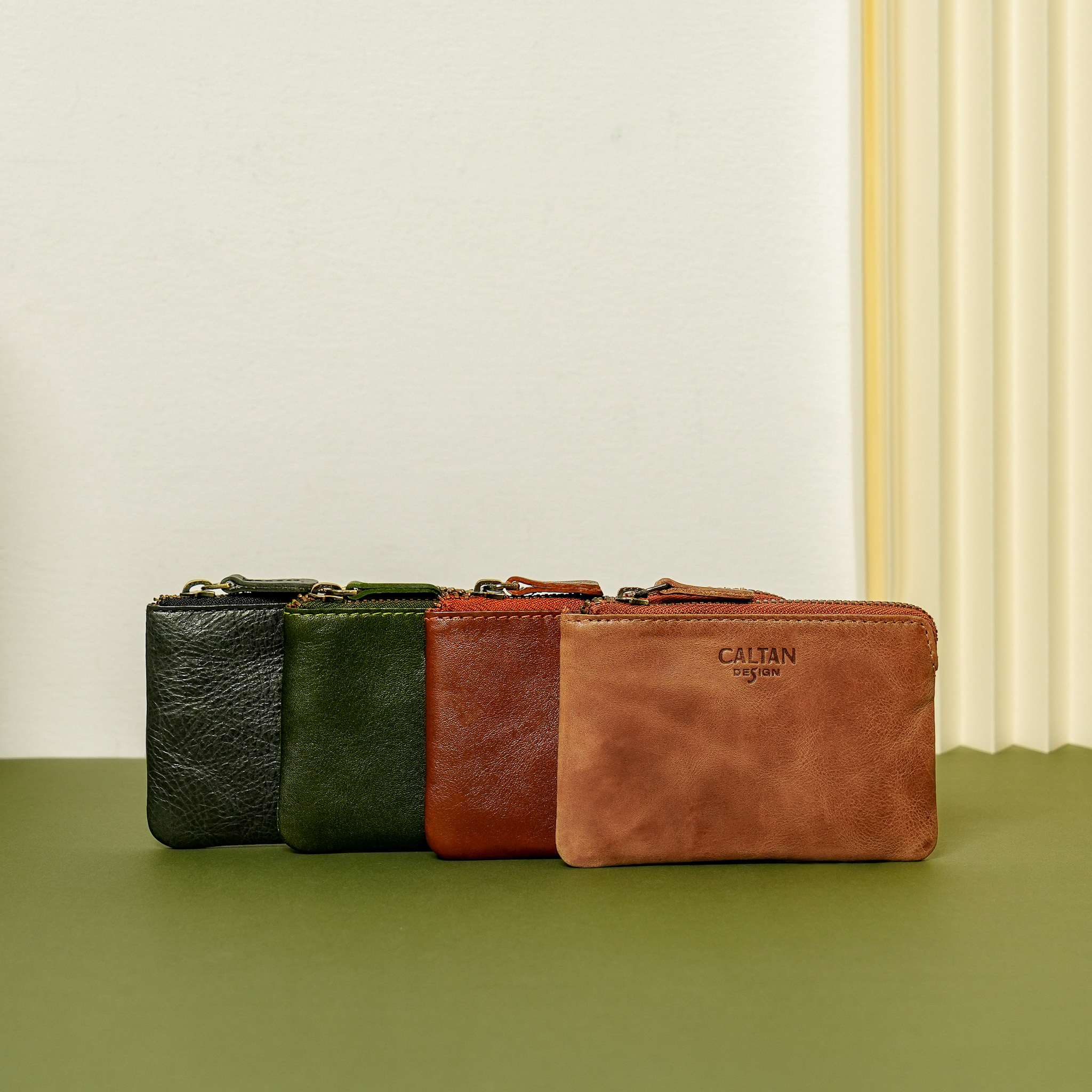 真皮素雅雙拉鍊質感小錢包-四色(072693)