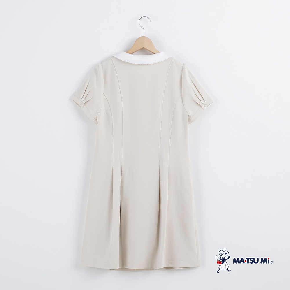 MA‧TSU Mi 甜美領口繡花設計洋裝(粉.卡其)