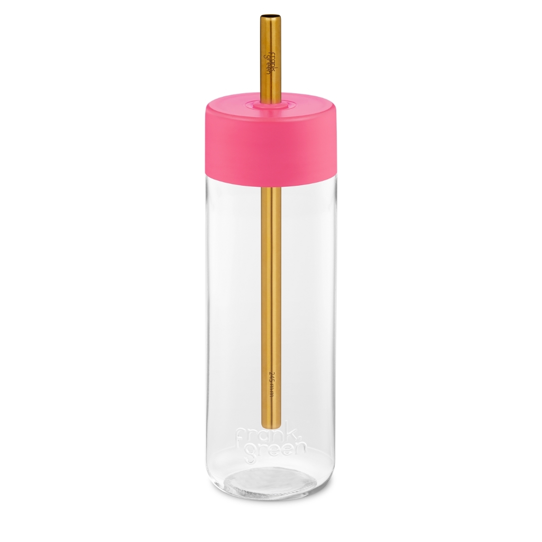 Reusable Bottle with Jumbo Straw Lid - Neon Pink - 25oz / 740ml | FRANK GREEN