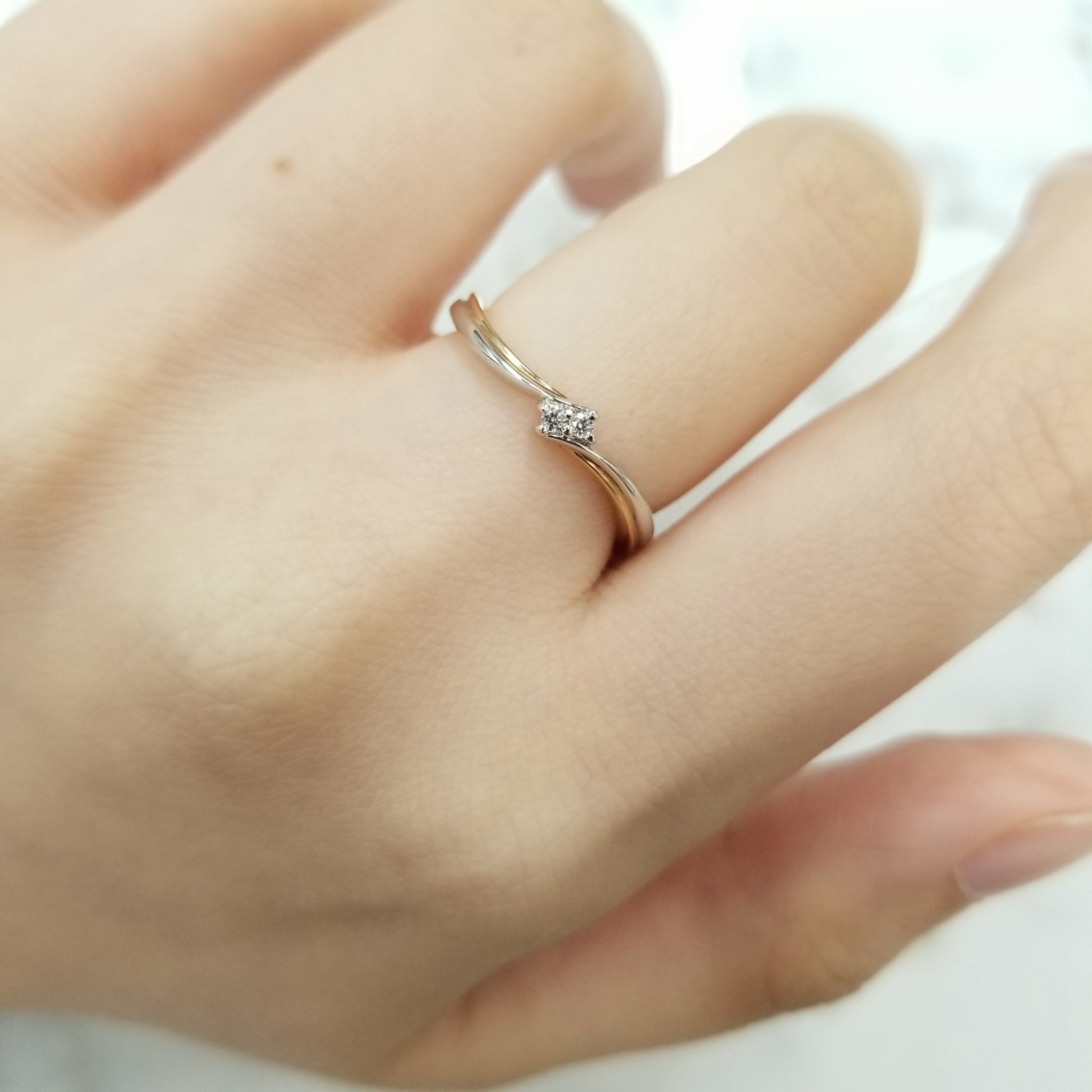 全新18K玫瑰金 鉑金PT950 2份鑽石戒指