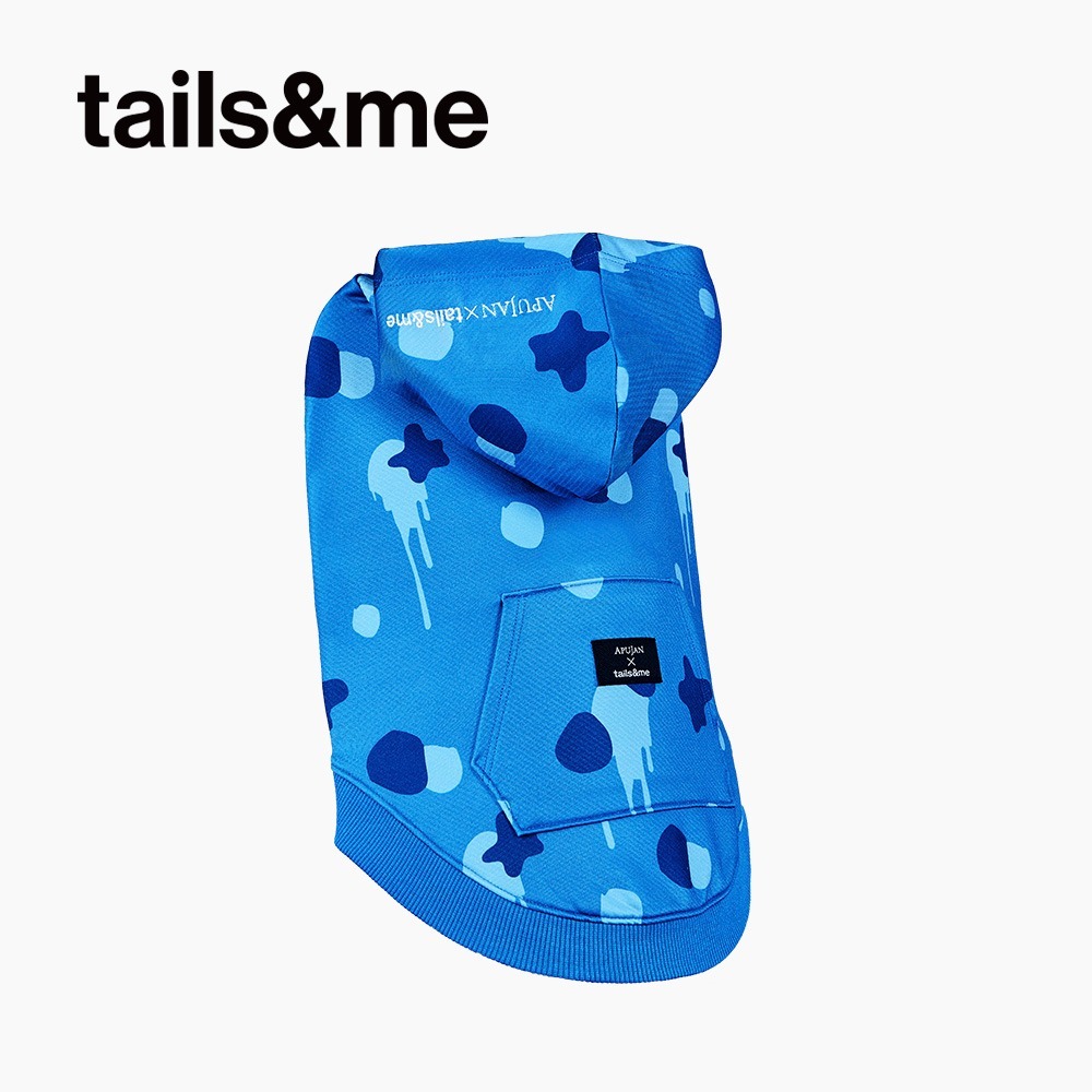 tails&me 尾巴與我｜APUJAN尾巴探險記 墨點連帽背心—藍