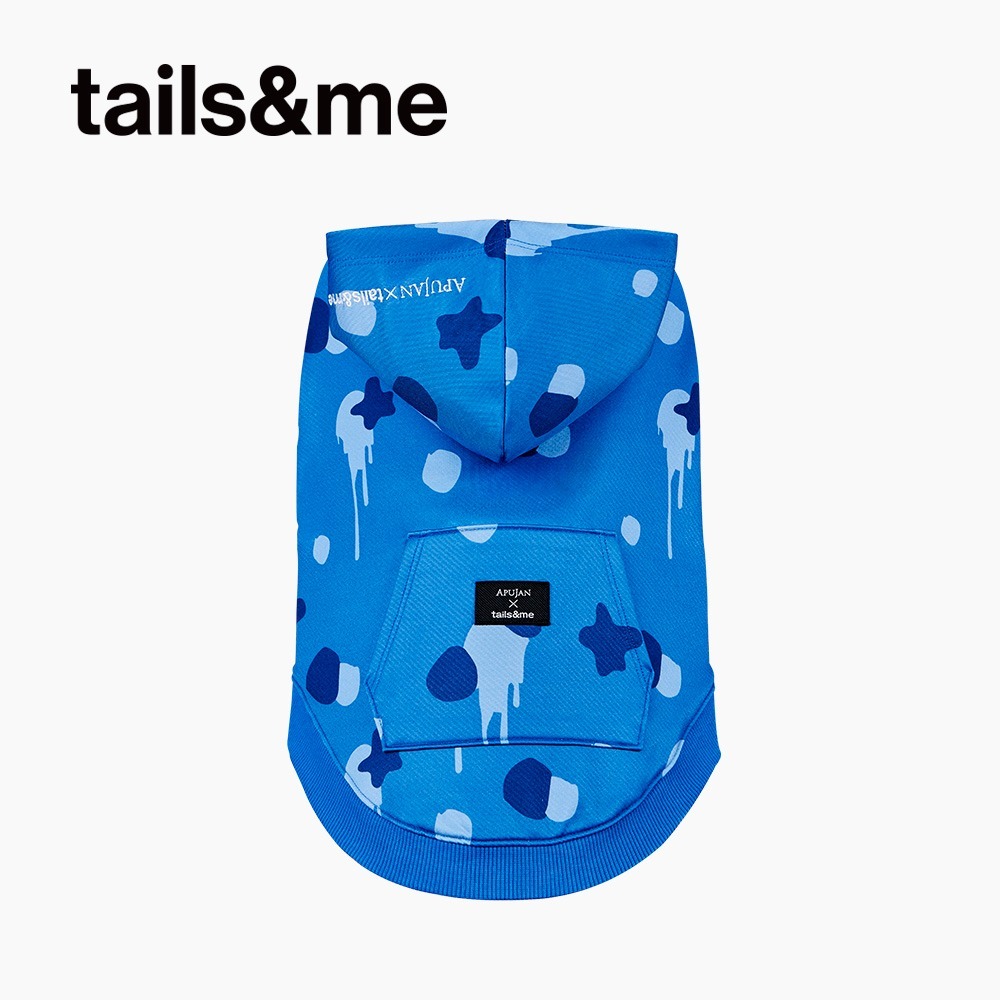 tails&me 尾巴與我｜APUJAN尾巴探險記 墨點連帽背心—藍