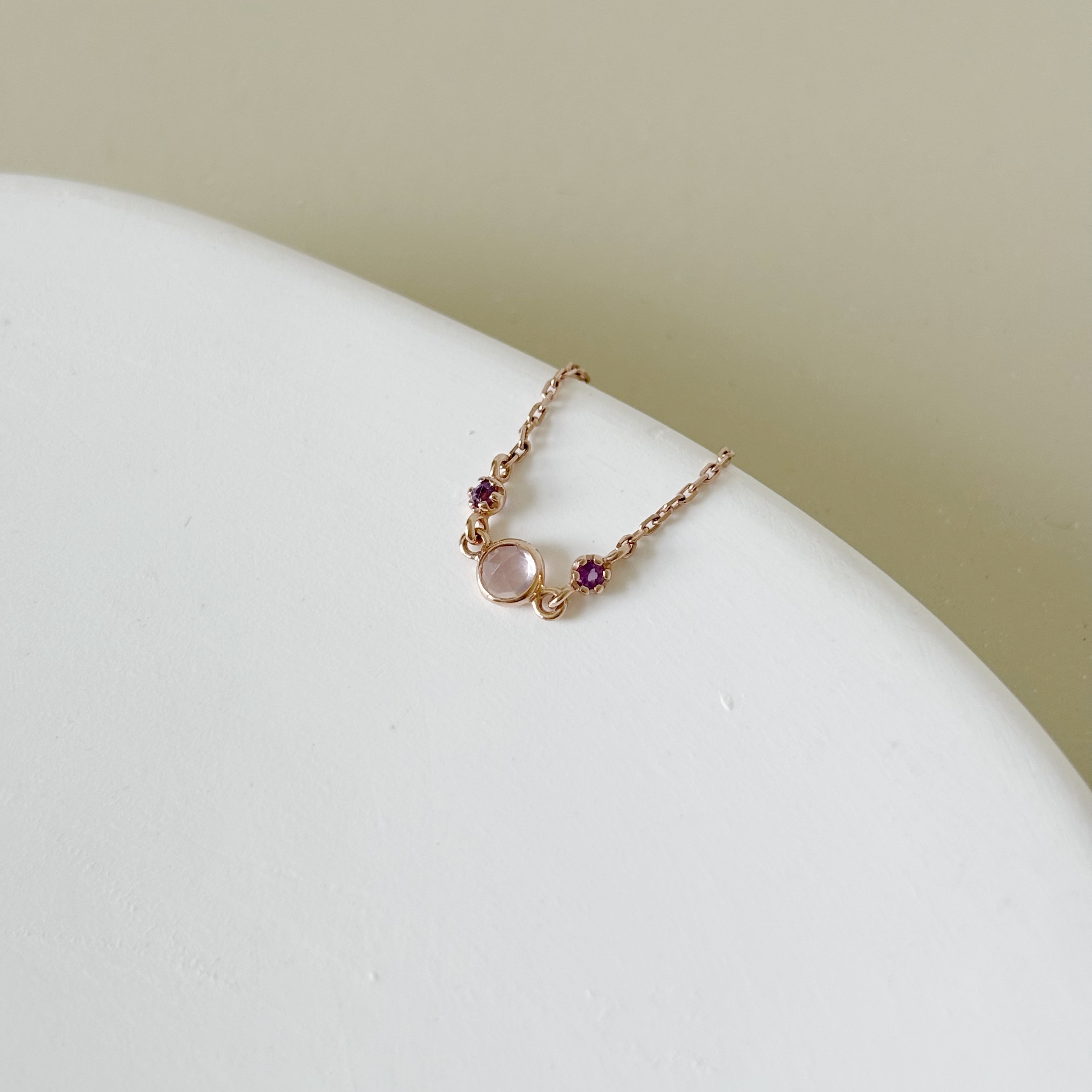 14k blossom粉紫水晶可調式鍊戒