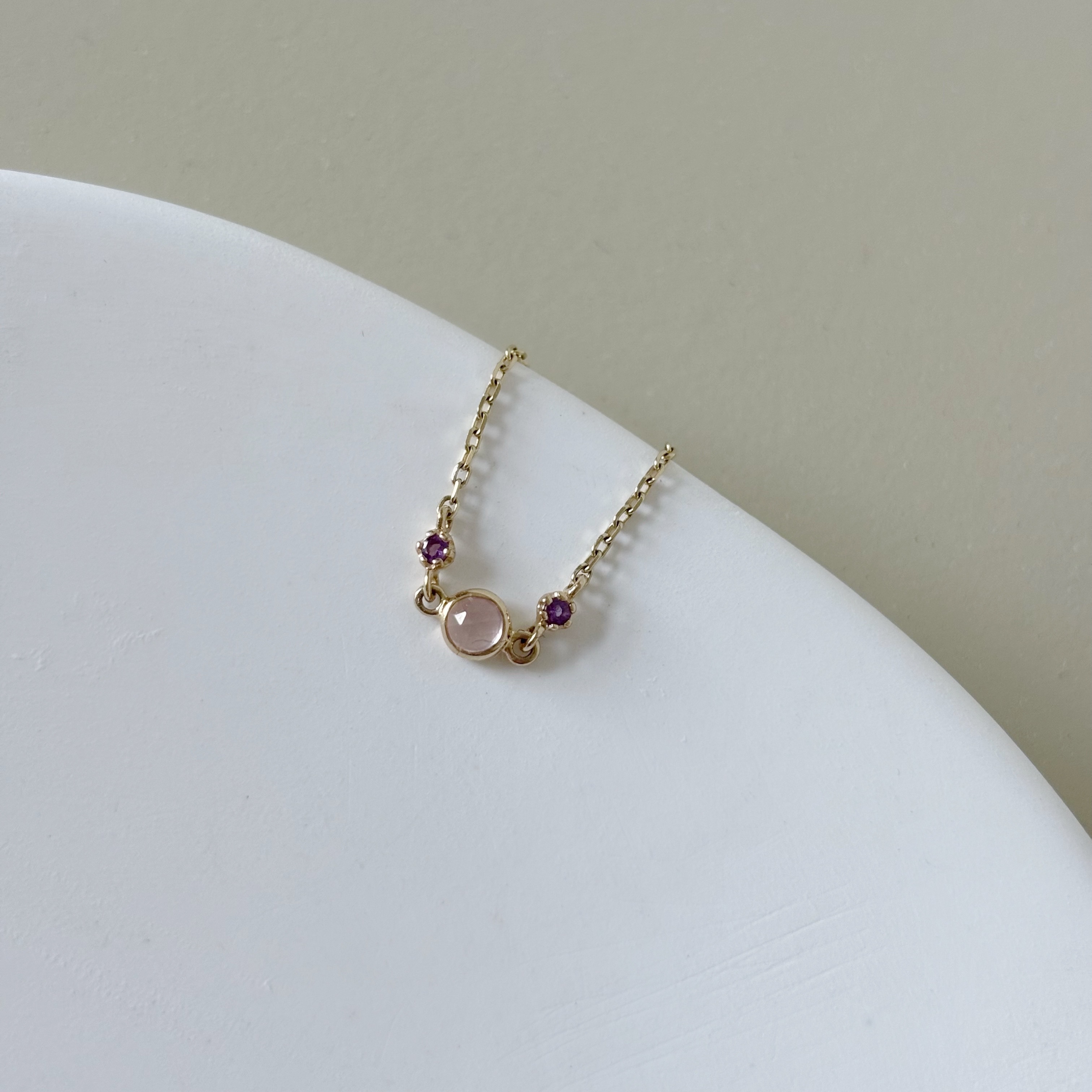 14k blossom粉紫水晶可調式鍊戒