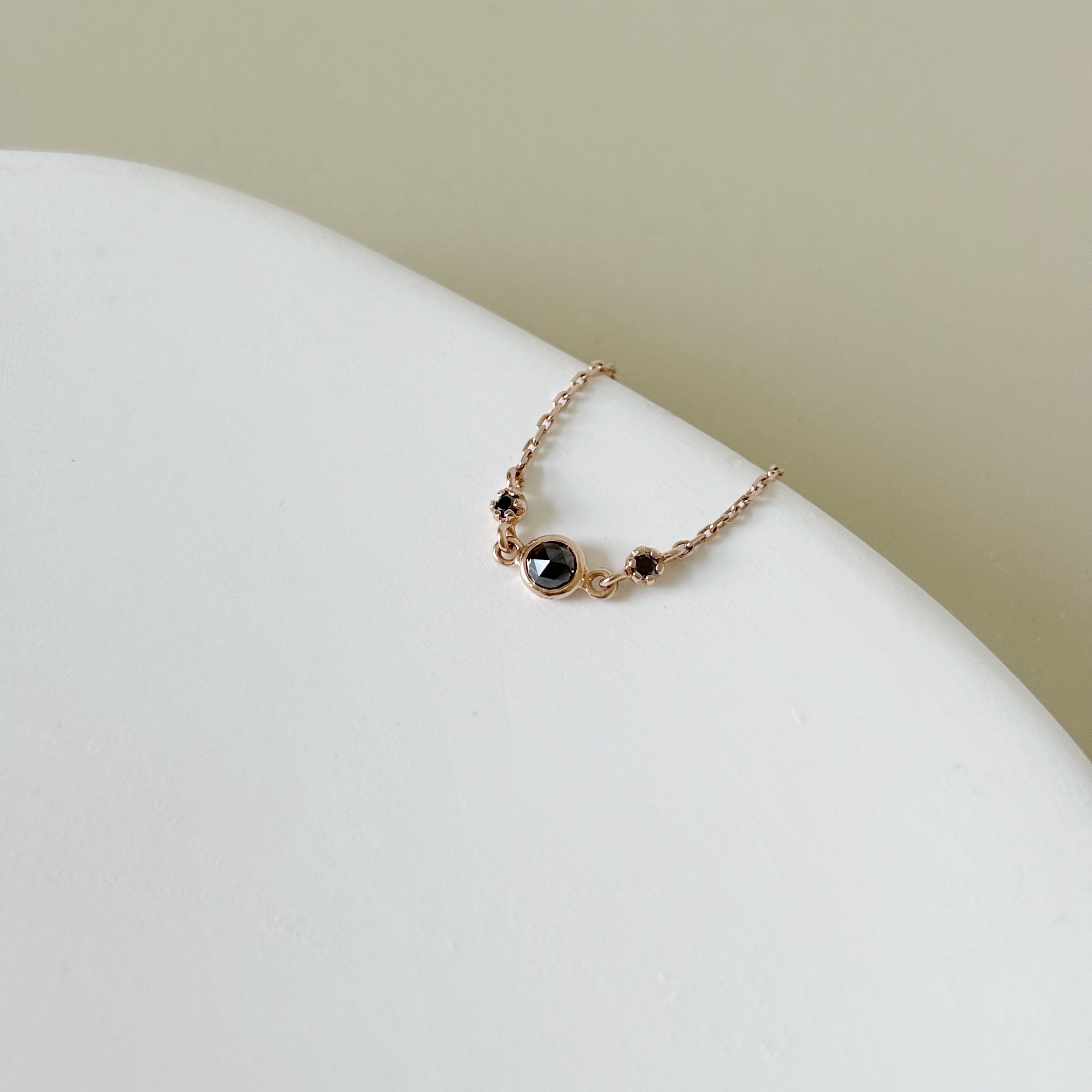 14k blossom黑鑽石可調式鍊戒