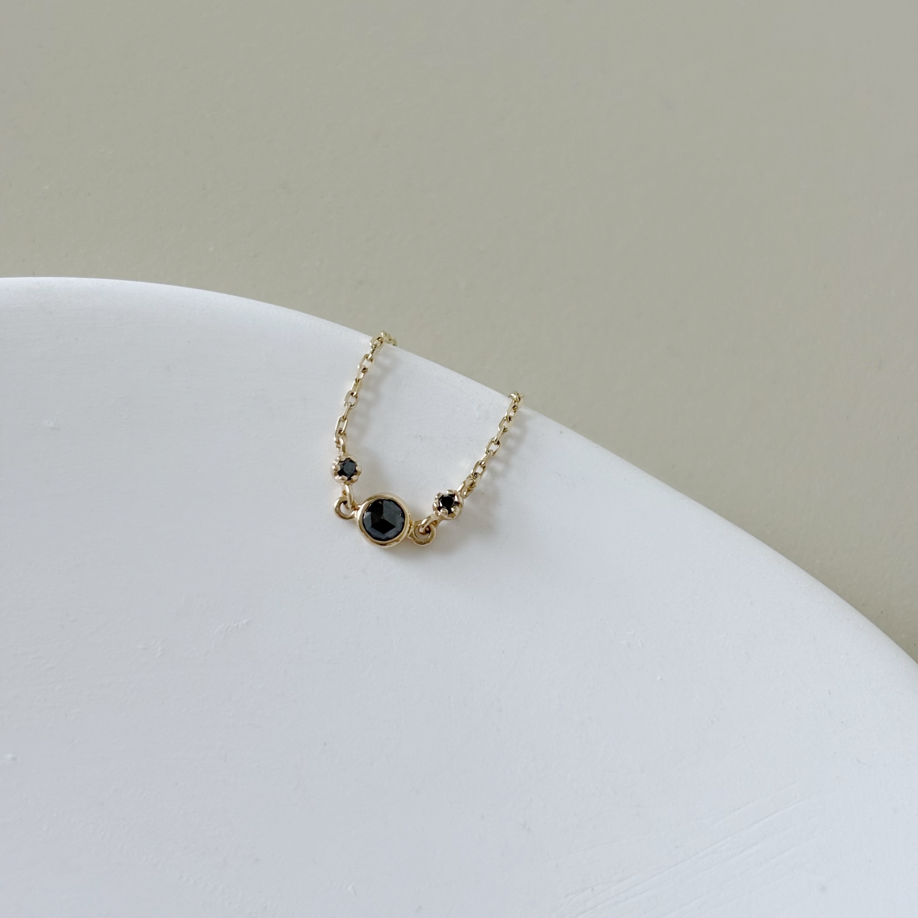 14k blossom黑鑽石可調式鍊戒