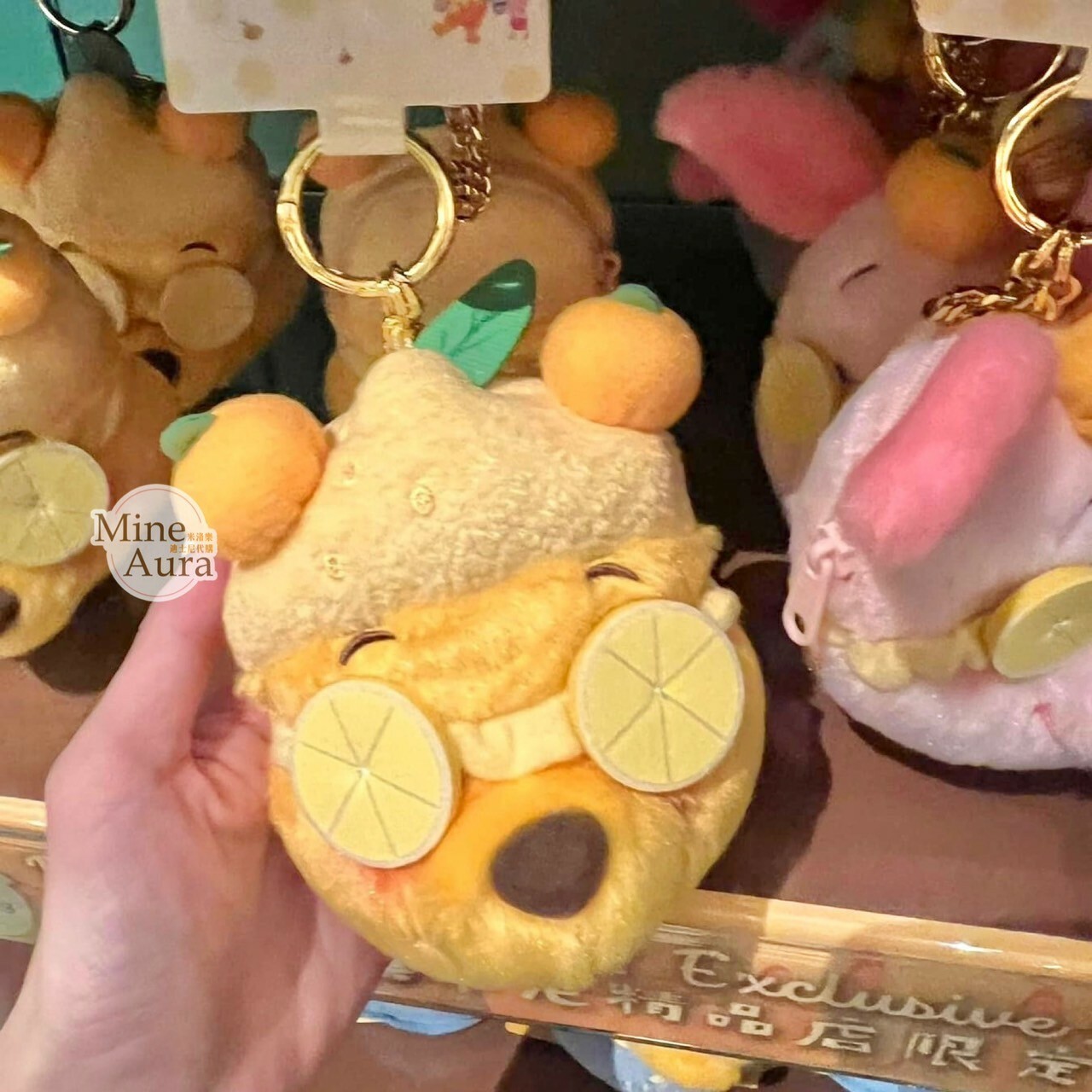 春日系列 小熊維尼 Winnie the Pooh 大頭造型 絨毛 零錢包 鑰匙圈 吊飾 -香港迪士尼樂園
