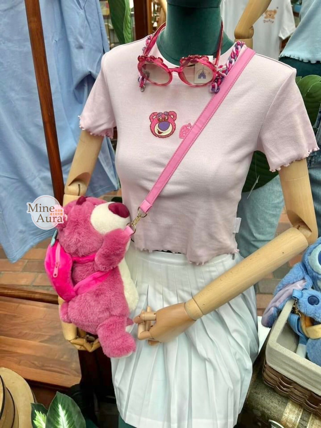 熊抱哥 Lotso  草莓後背包 絨毛 娃娃 造型 斜背 小包 玩具總動員 Toy Story -香港迪士尼樂園