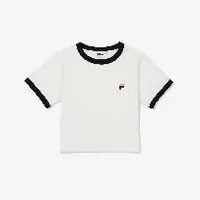 [S] FILA WOMEN'S SLIM FIT LIFE CROP SHORT SLEEVE TEE,OPT WHITE, FS2RSF2152F-OWH (SFL465)