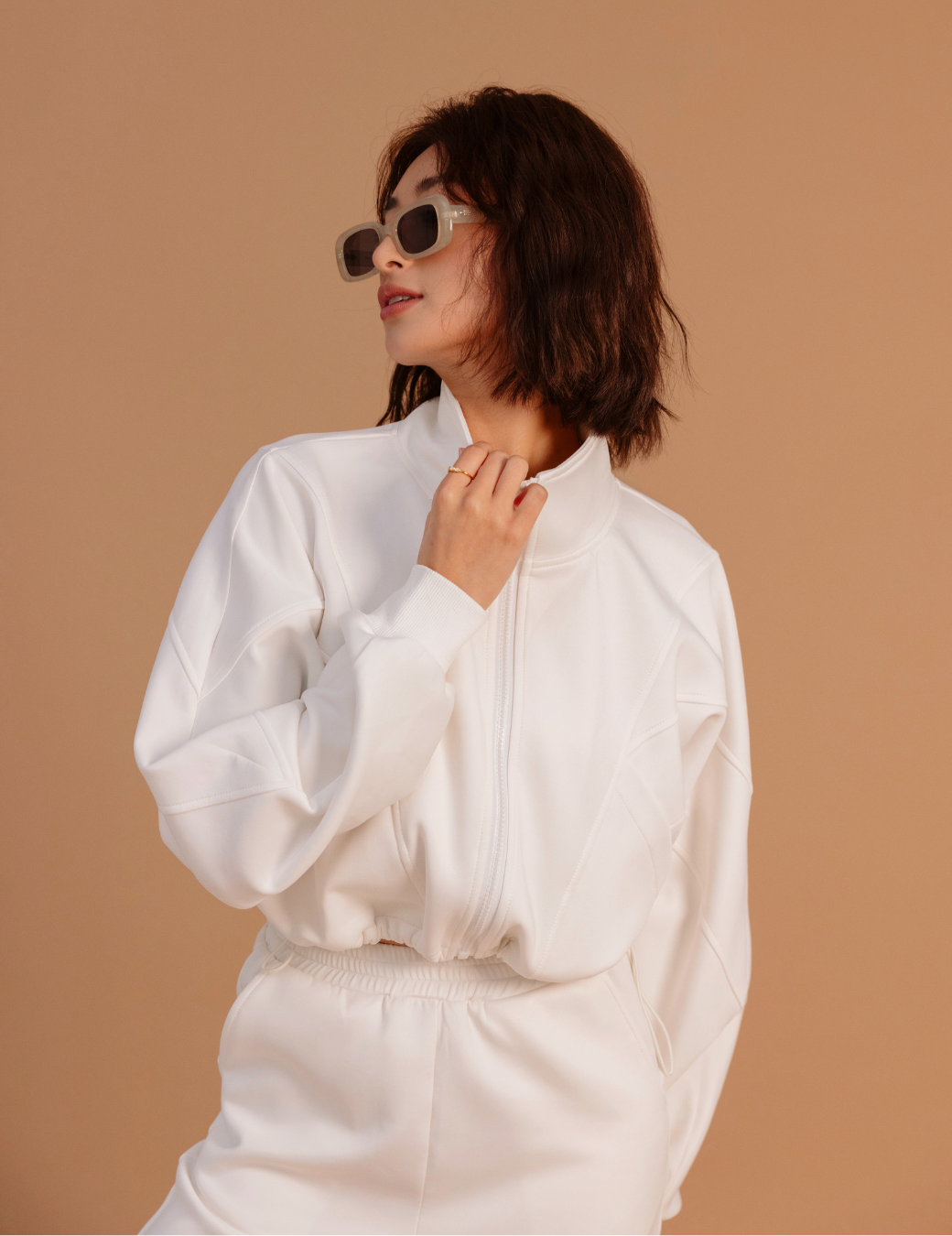 休閒立領剪接感外套