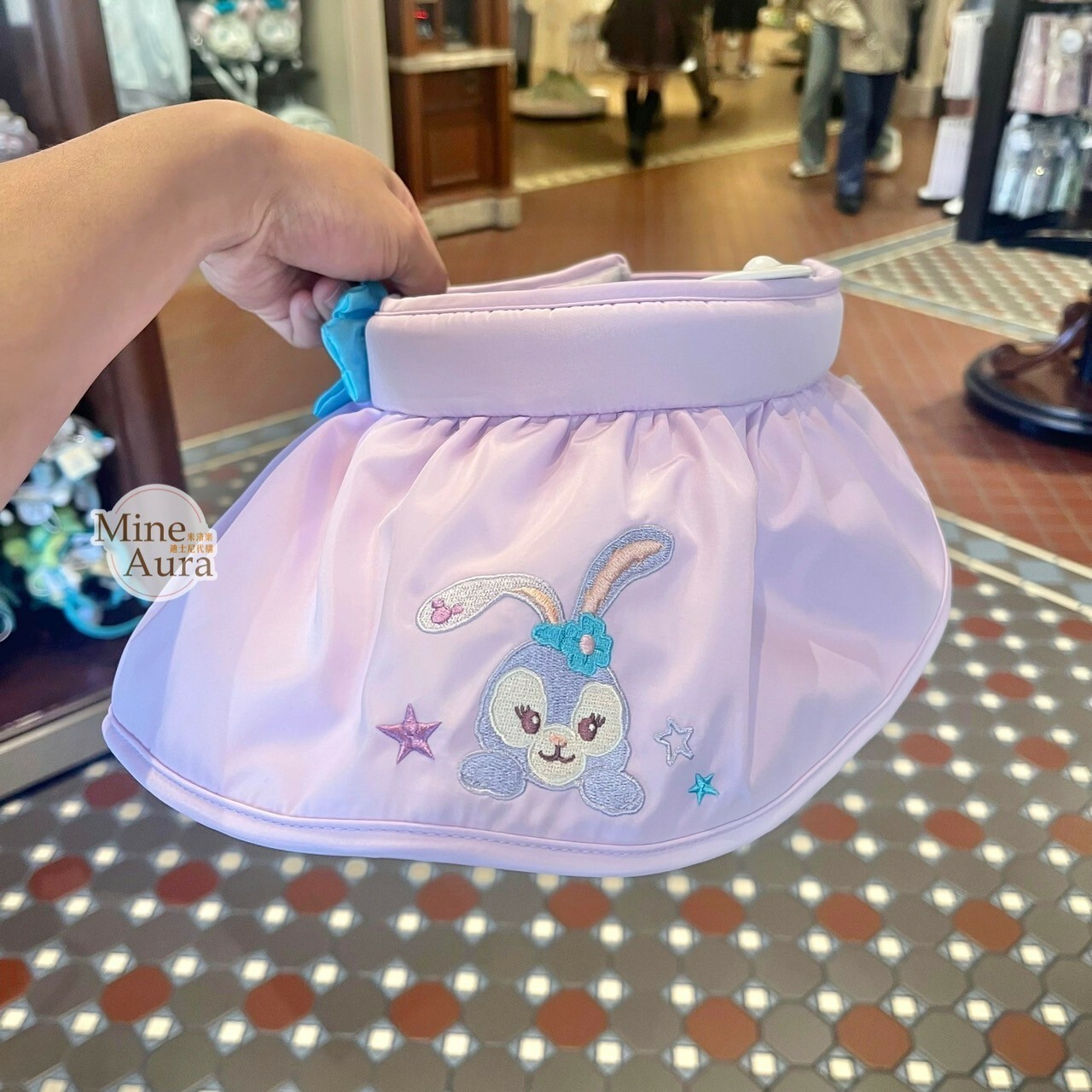 史黛拉露 星黛露 StellaLou  刺繡大頭 藍色花朵造型 遮陽帽 帽子 -上海迪士尼樂園