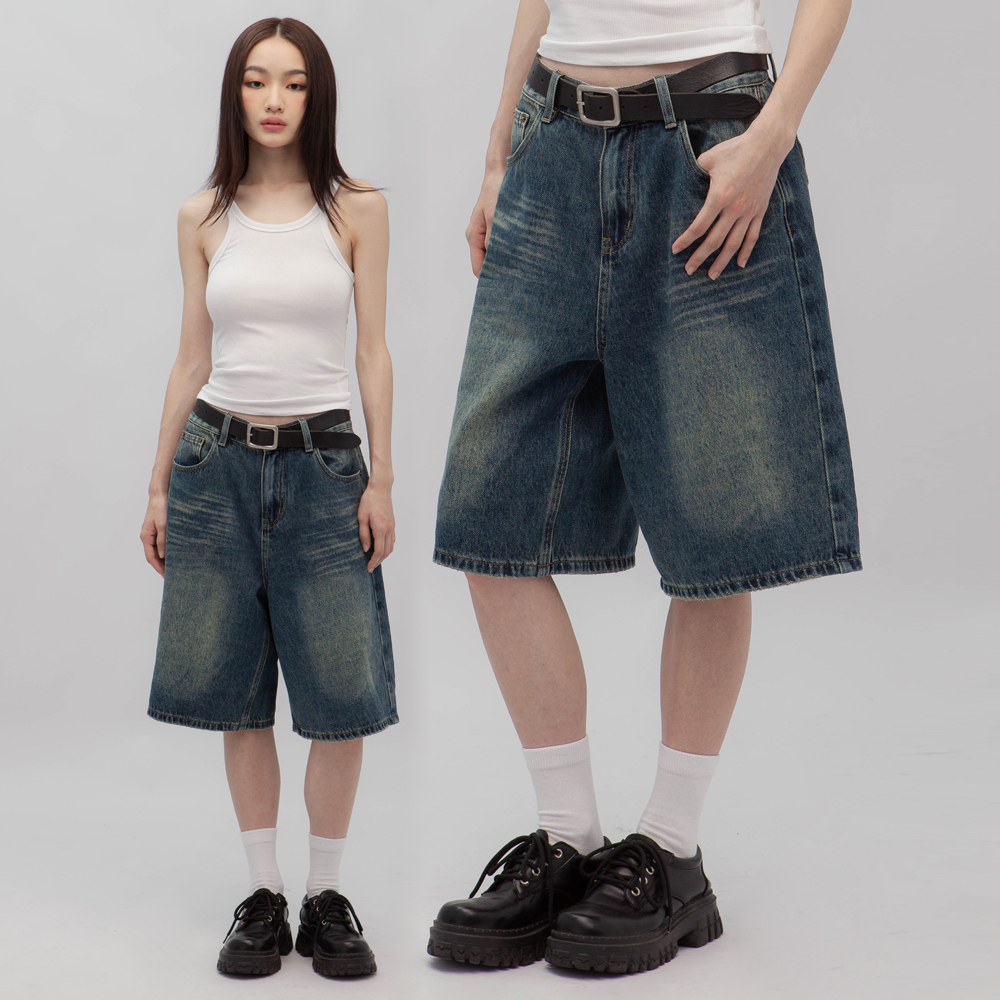 高棉寬管牛仔短褲（in stock)