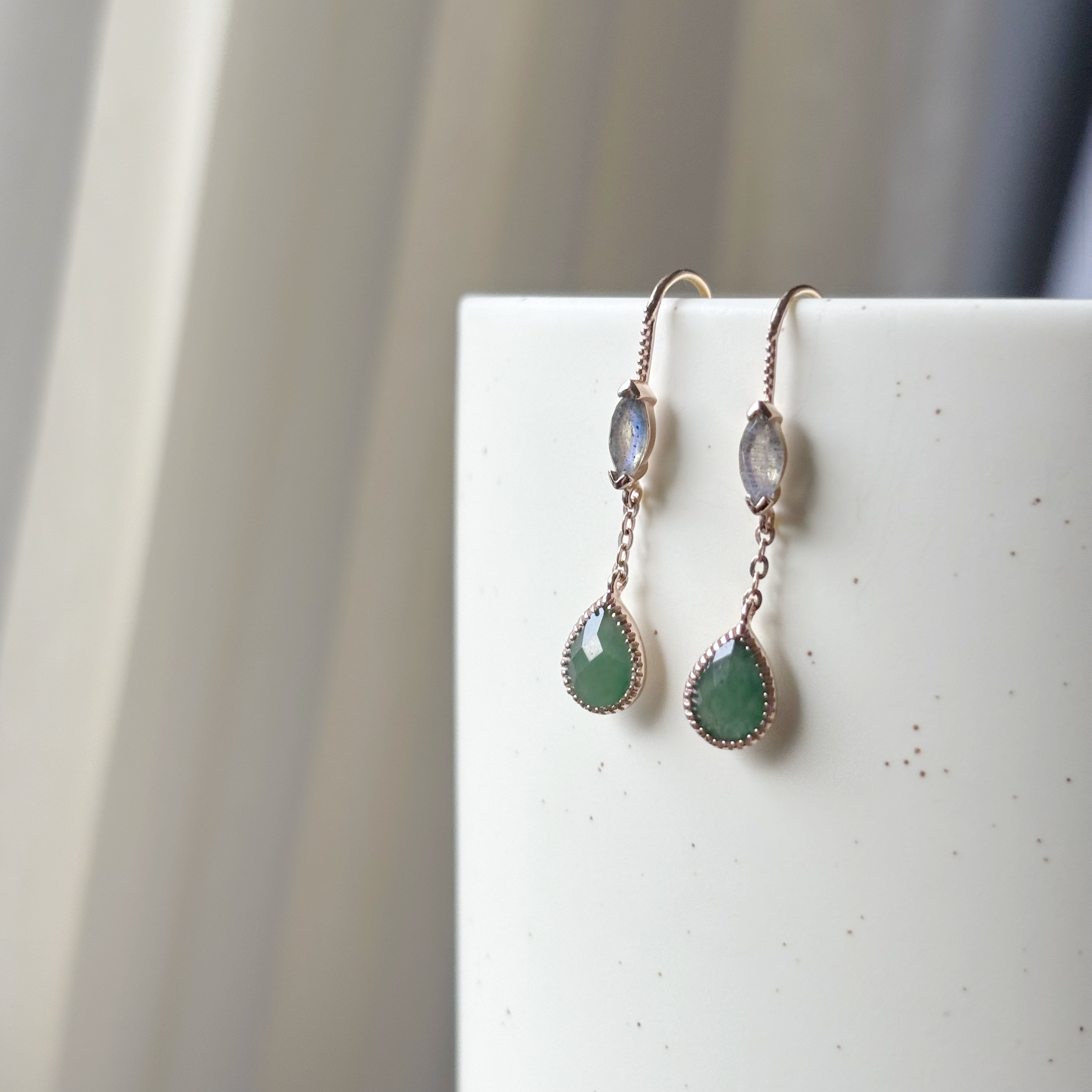 marquise水滴拉長東菱石勾式耳鏈