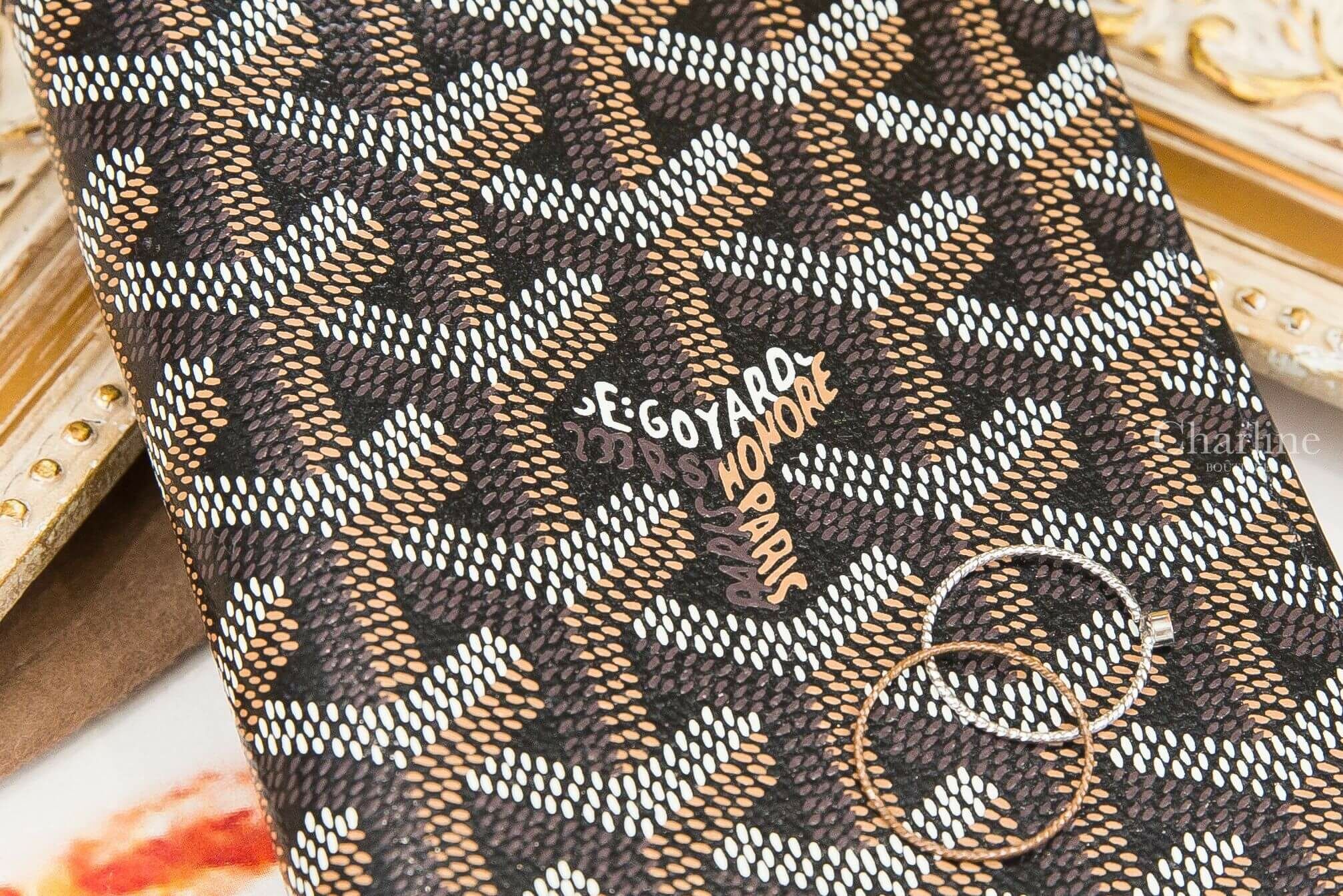 Goyard Grenelle Passport Cover 黑色小牛皮拼黃色夾層內裡護照夾