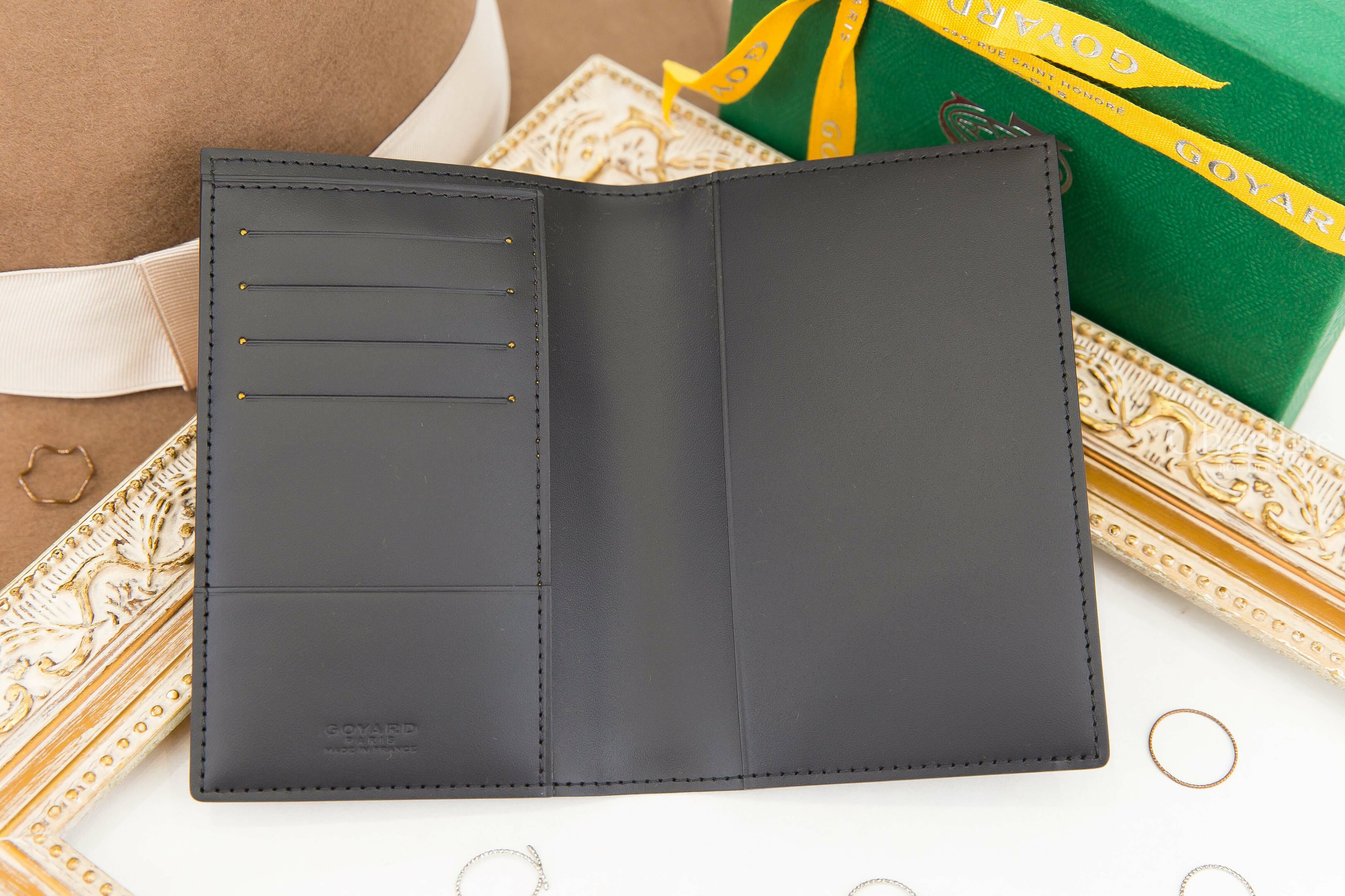 Goyard Grenelle Passport Cover 黑色小牛皮拼黃色夾層內裡護照夾-Charline Boutique 精品代購