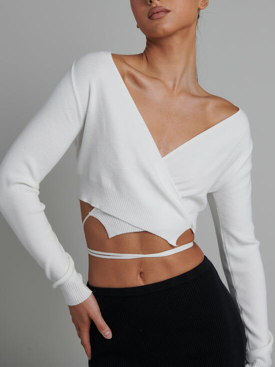 Knit Wrap Cardi LS 薄針織上衣